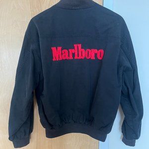 Vintage 90s Marlboro Reversible Spell Out Full Zip Bomber Jacket, Size Large L
